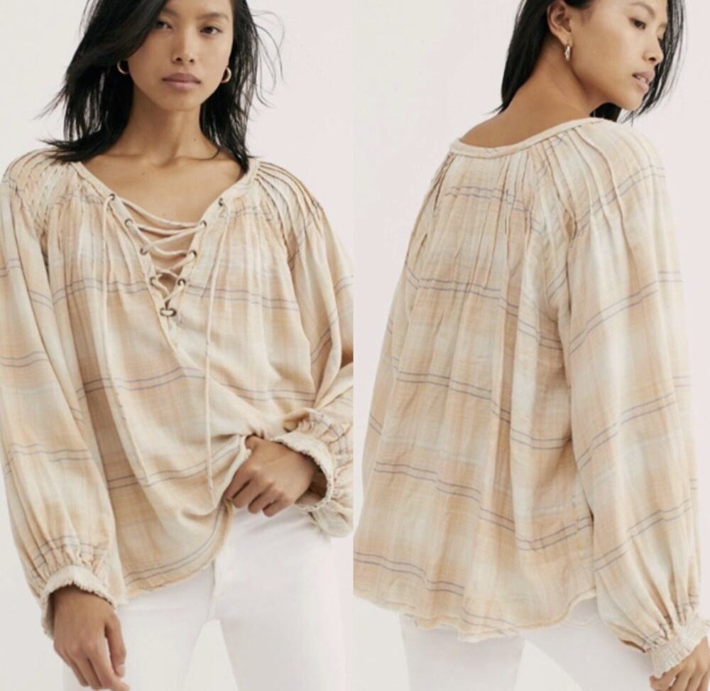 Free People We The Free Cloudbreaker Plaid Tunic XSmall